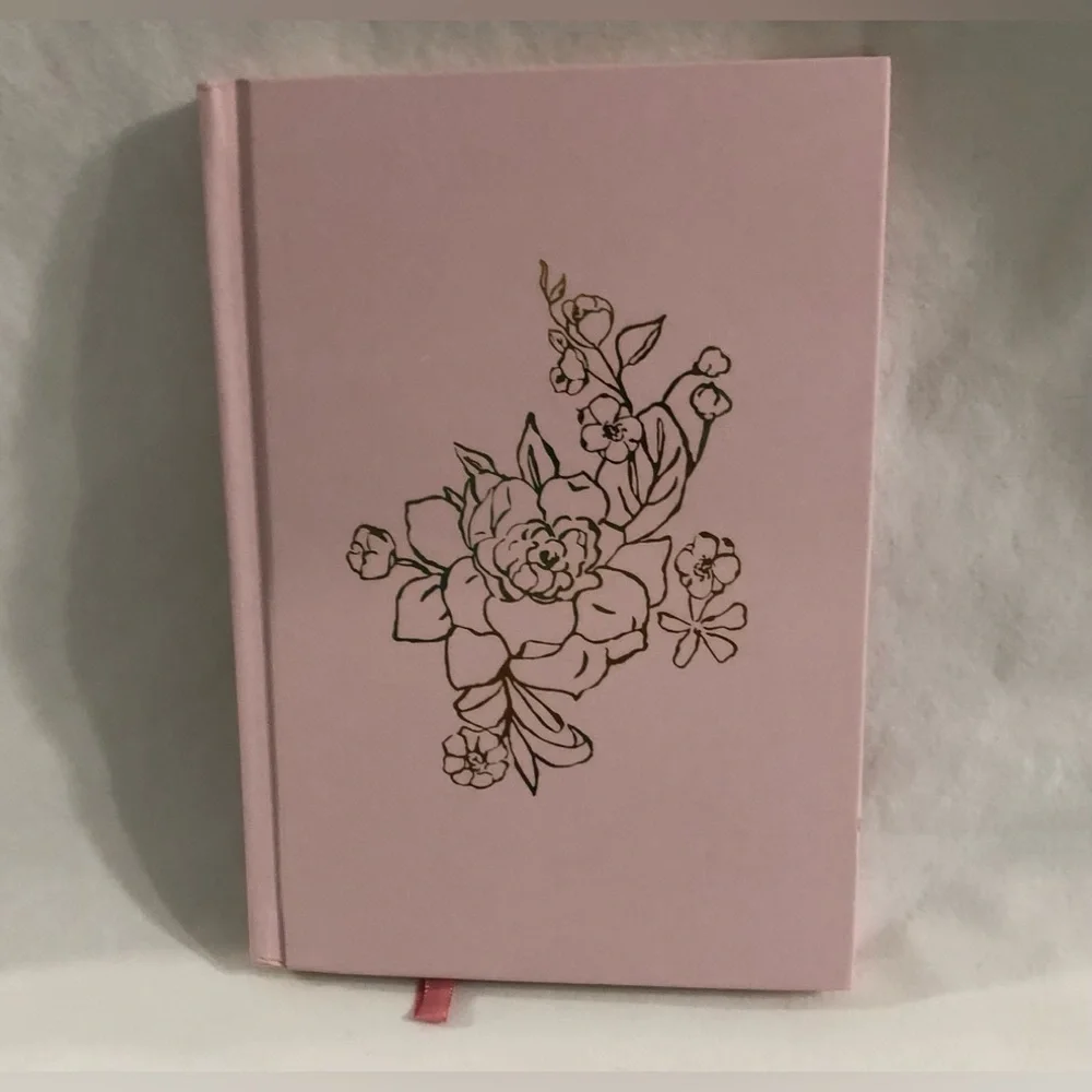 Pink Floral Hardcover Journal with Elastic Closure.5”X 7”